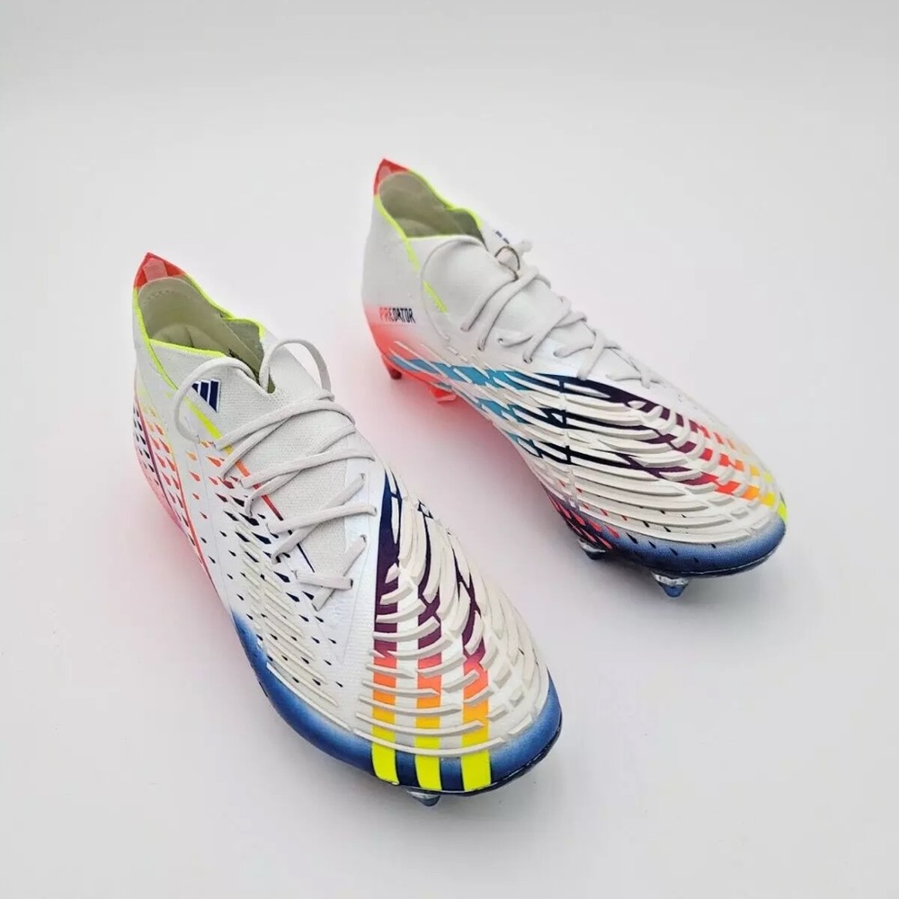 Adidas Predator Edge+ SG Soccer Cleats White Multi Color GW1035 Men's Size 7